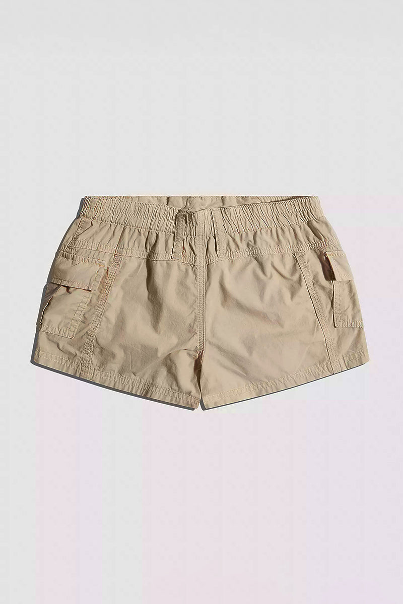 Flap Pocket Stitch Trim Low Waist Shorts