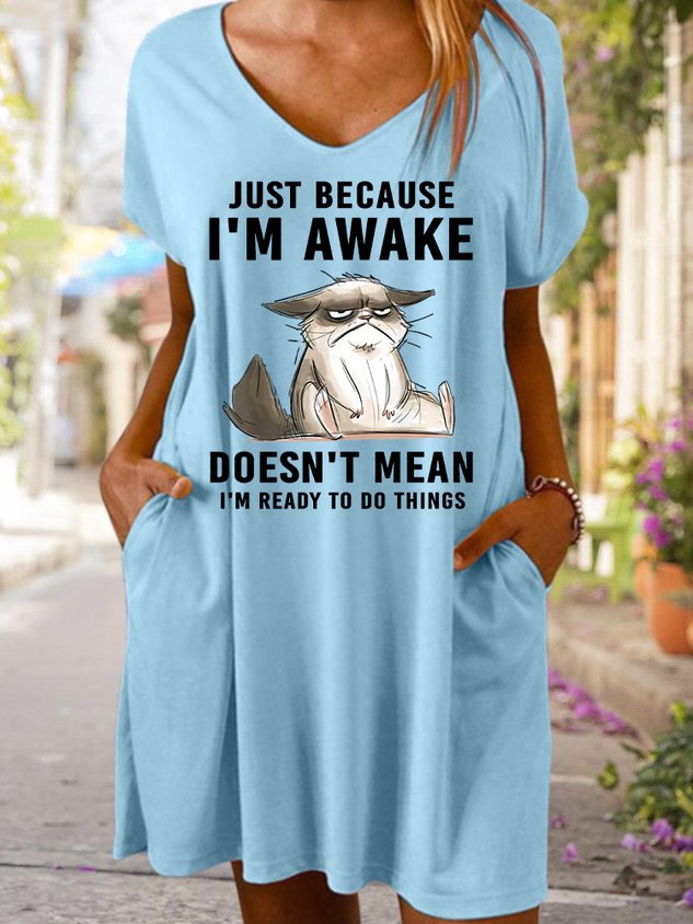 Gerade weil ICH BIN Erwachen Nicht bedeuten I'm lesen zu Tun Dinge Damen V-Ausschnitt Kleid