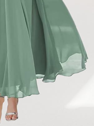 Women's Short Sleeve Summer Plain Lace Chiffon V Neck Tea Party Wedding Guest Mother of the Bride Elegant Maxi Formal A-Line Dress Green Purple Blue