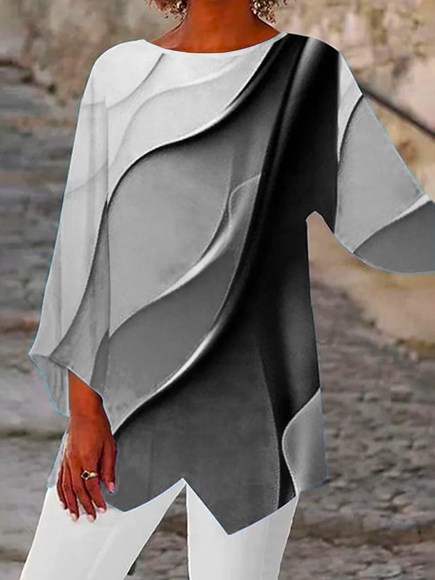 Abstract Printed Casual Tunic Blouse