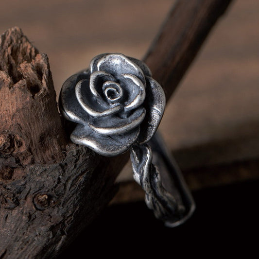 Vintage Style Silver Rose Ring