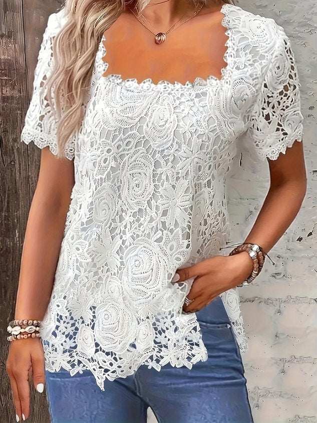 Lace Elegant Square Neck Blouse