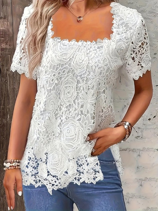 Lace Elegant Square Neck Blouse