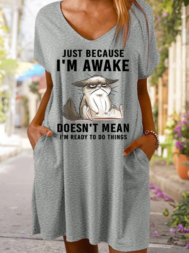 Gerade weil ICH BIN Erwachen Nicht bedeuten I'm lesen zu Tun Dinge Damen V-Ausschnitt Kleid