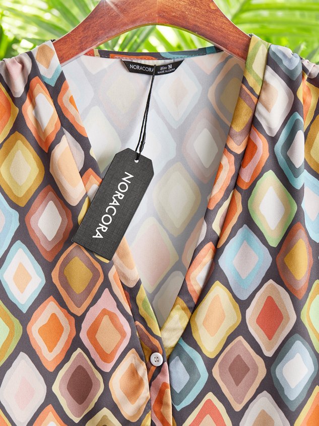 Lässig Böhmisch Geometrisch Print Kleid