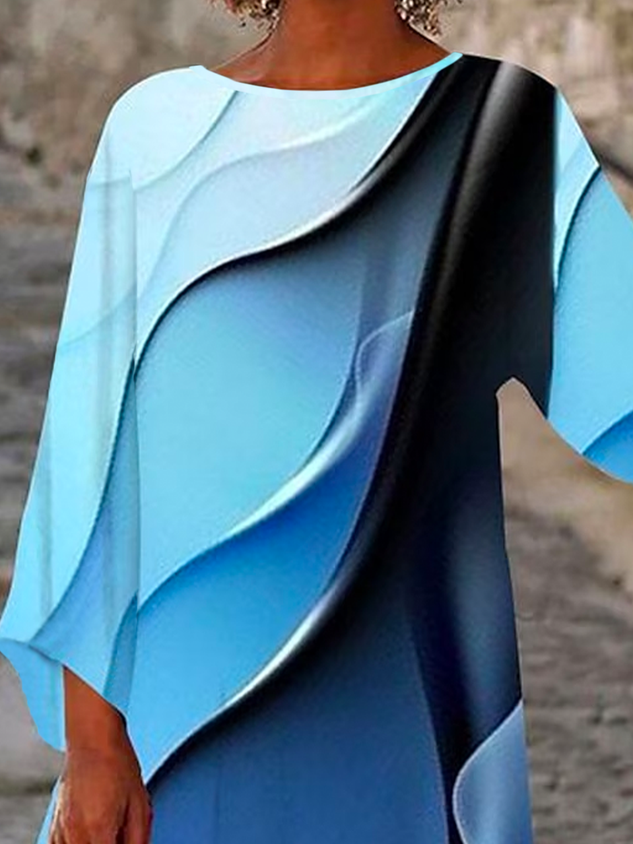 Abstract Printed Casual Tunic Blouse