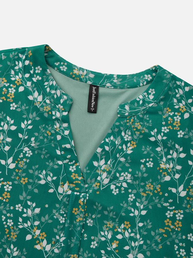 Casual V Neck Floral Loose Blouse