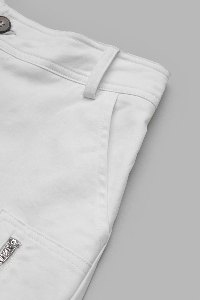Solid Multi Pocket Mid Rise Bermuda Cargo Shorts