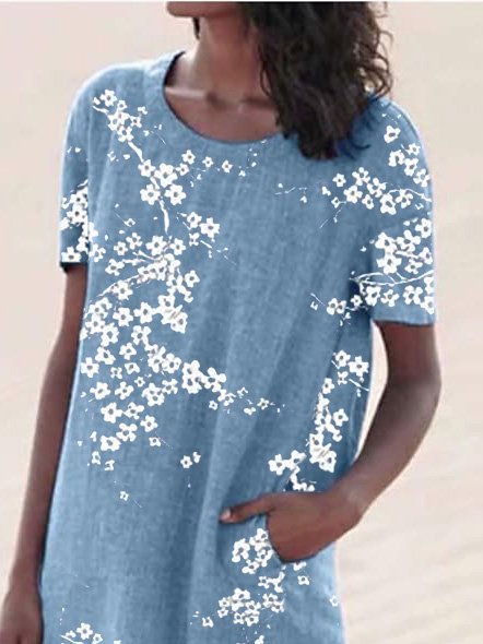 JFN Round Neck Floral Casual Midi Dresses