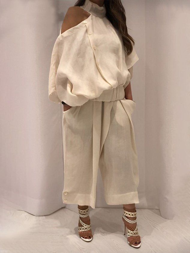 Loose Casual Plain Linen Pants