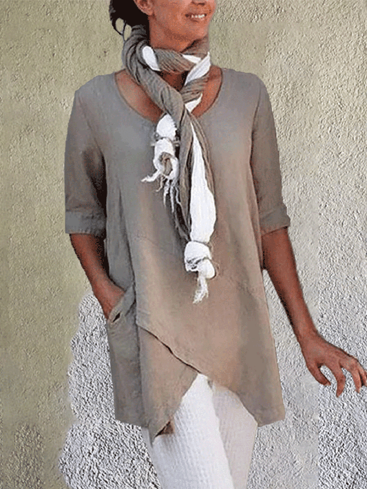 JFN Cotton Crew Neck Half Sleeve Solid Shirt & Blouses
