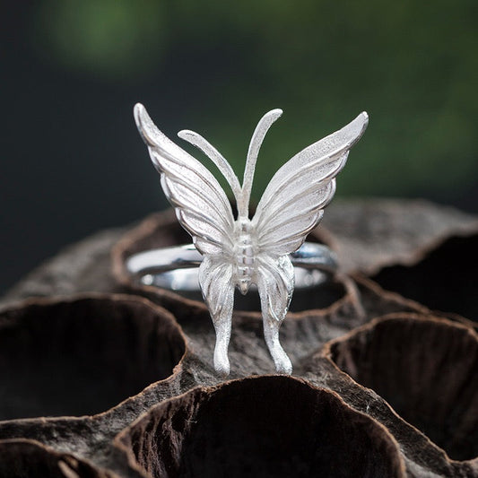 Graceful Silver Butterfly Ring