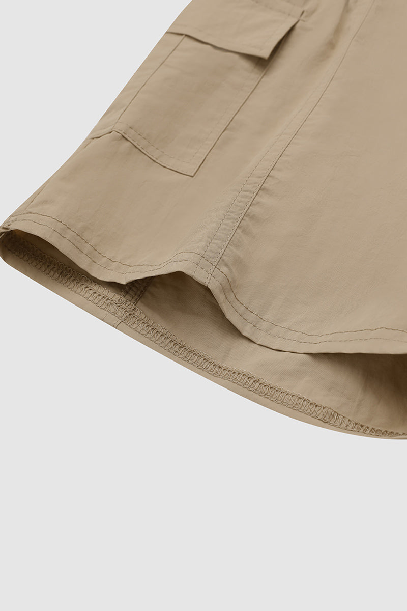 Flap Pocket Stitch Trim Low Waist Shorts