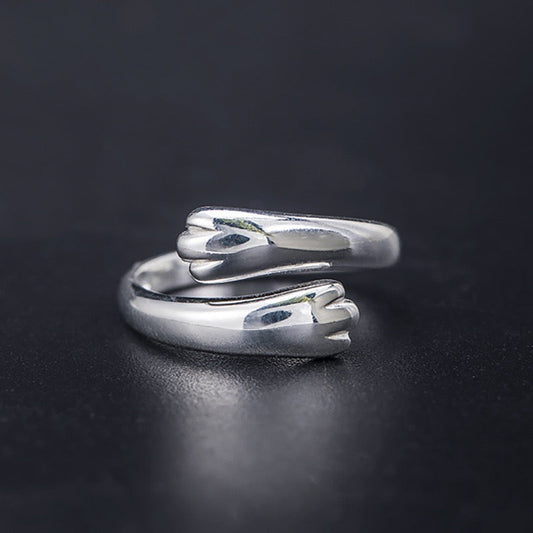 Cute Cat Paw Silver Ring