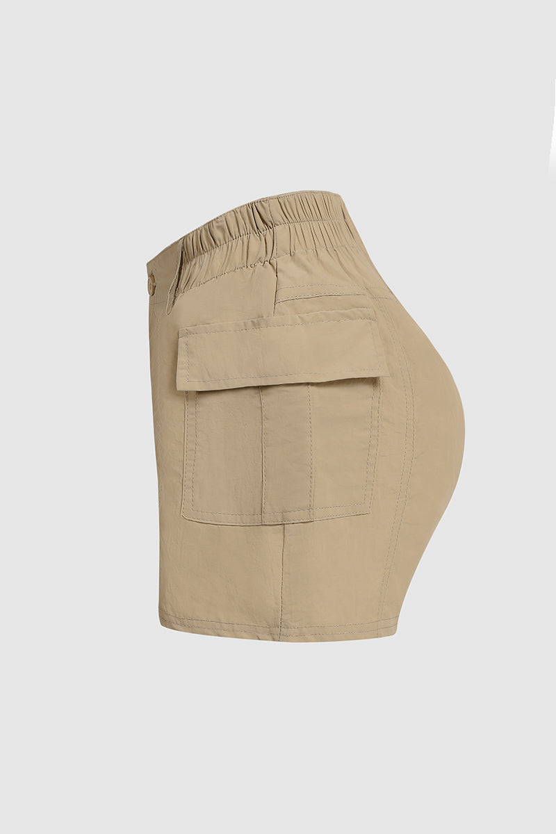 Flap Pocket Stitch Trim Low Waist Shorts