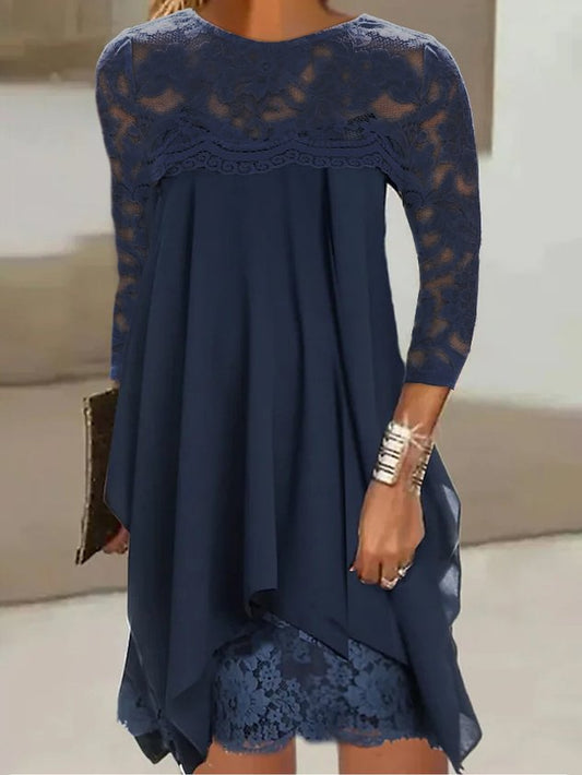 Rundhals Party Chiffon Tunika Kleid