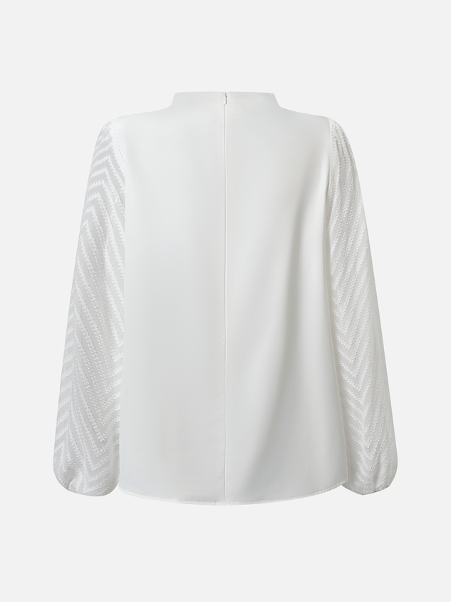 Women Mock Neck Mesh Long Sleeve Elegant Blouse