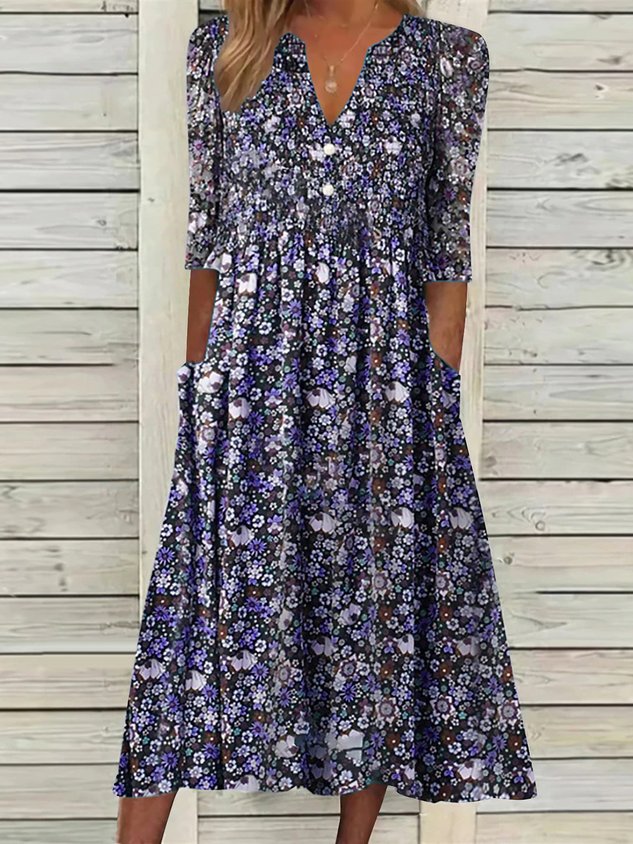 Lässig Kurzarm Gewebe Kleid