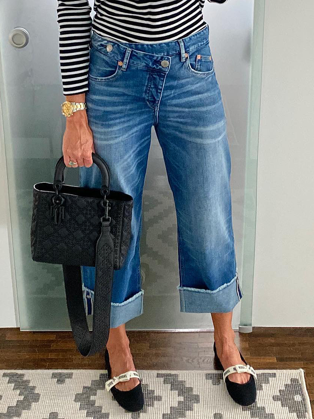 Plain Loose Urban Jeans Denim Straight pants