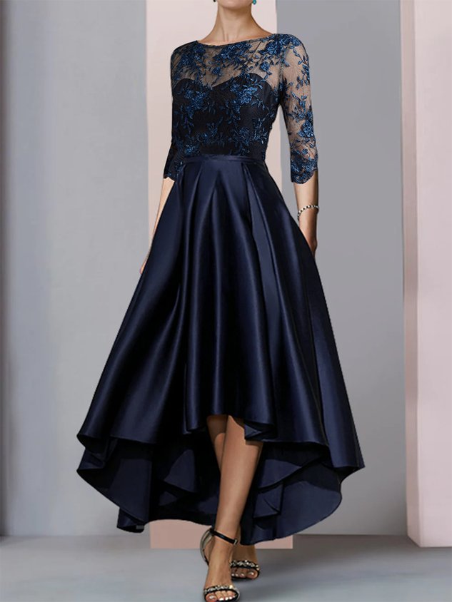 Elegant Lace Plain Boat Neck Dress Wedding Dress