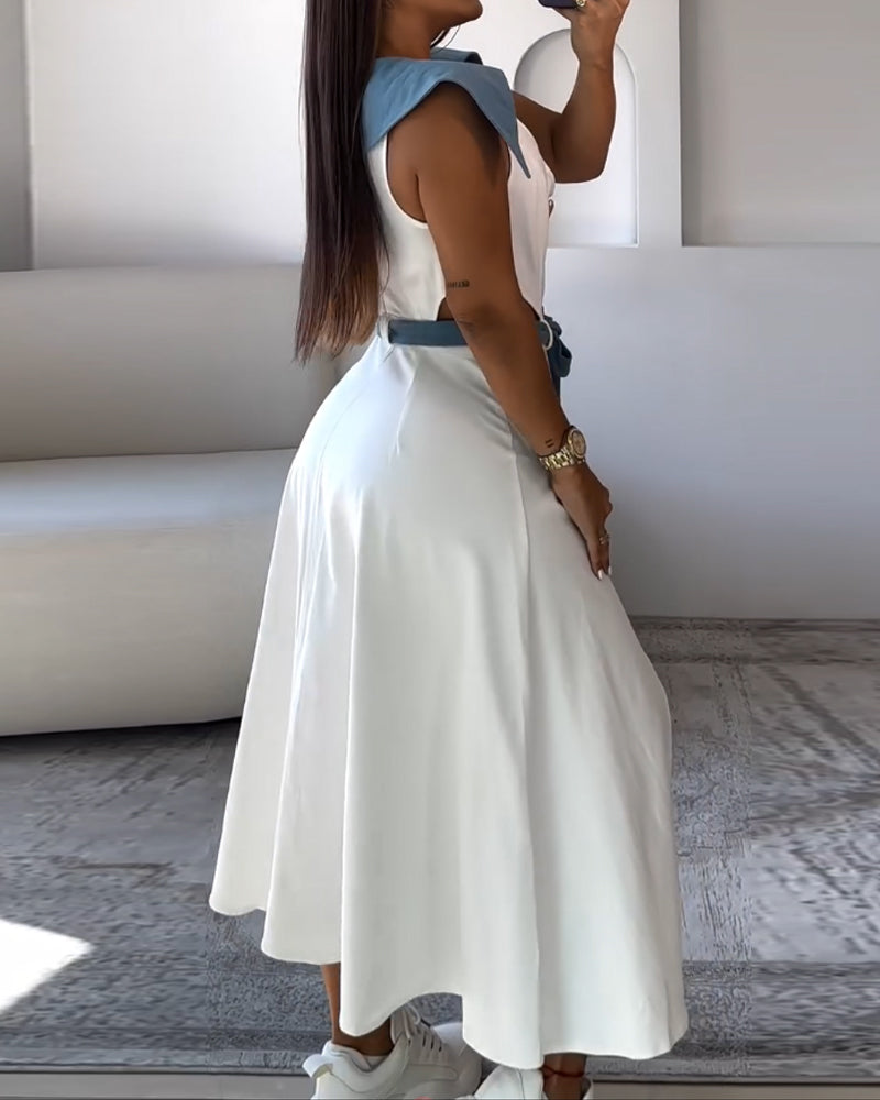 Casual solid color hollow dress