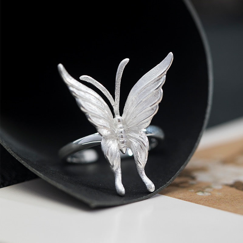 Graceful Silver Butterfly Ring