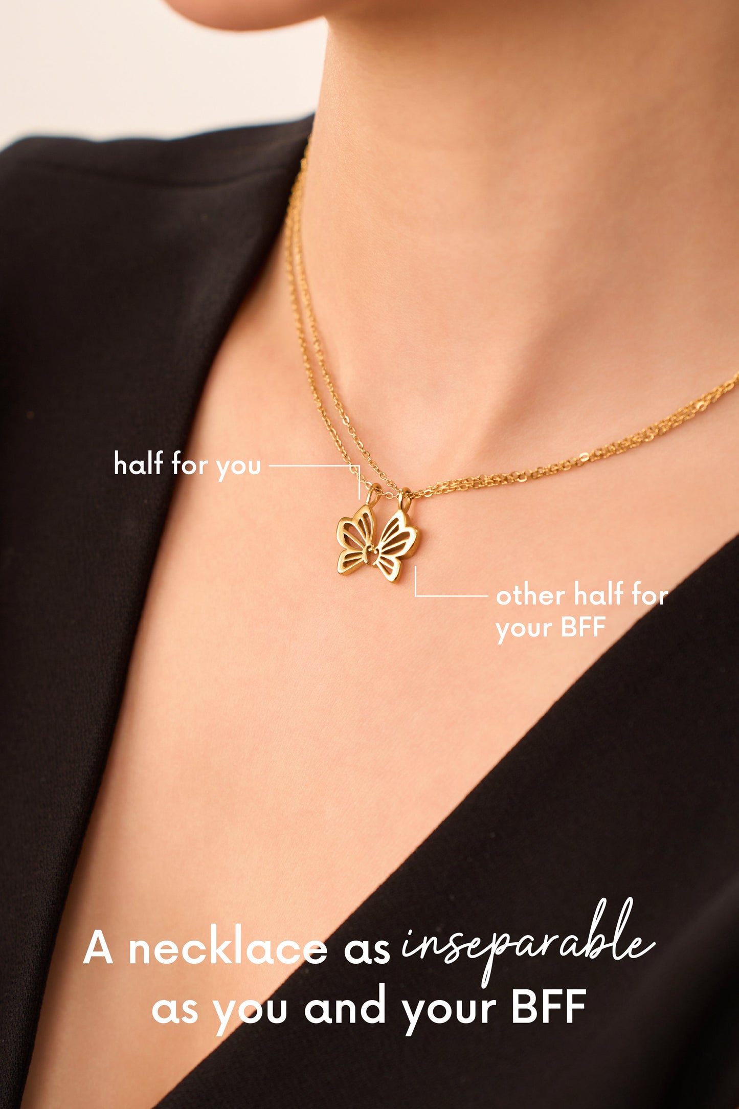 BFF Butterfly Necklace  - 18K Gold Plated