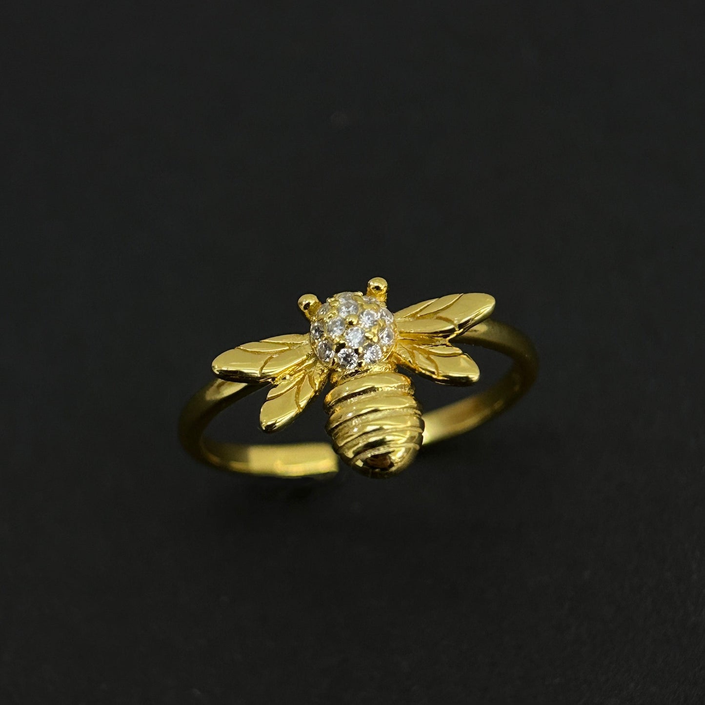 Delicate little bee ring, 925 silver ferry gold size adjustable, gift for nature lovers