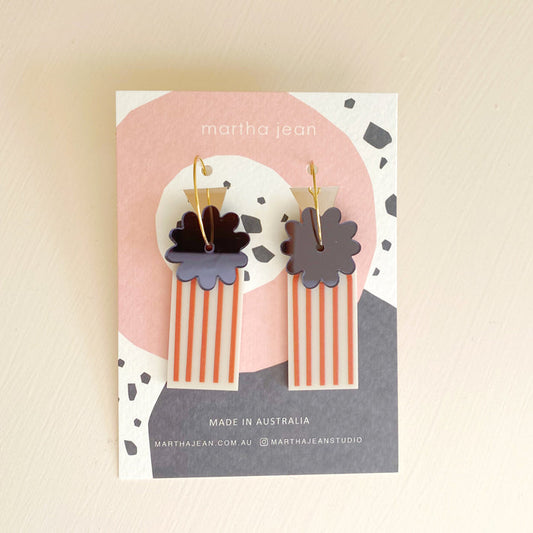 Inez Earrings - Black / Terracotta