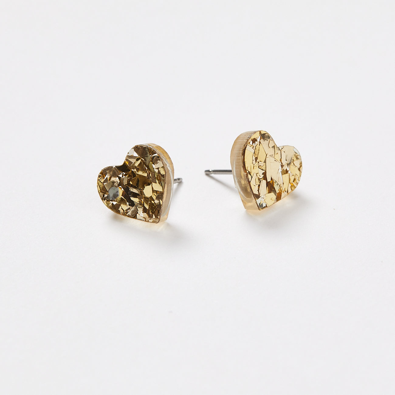 Heart Stud Earrings - Gold