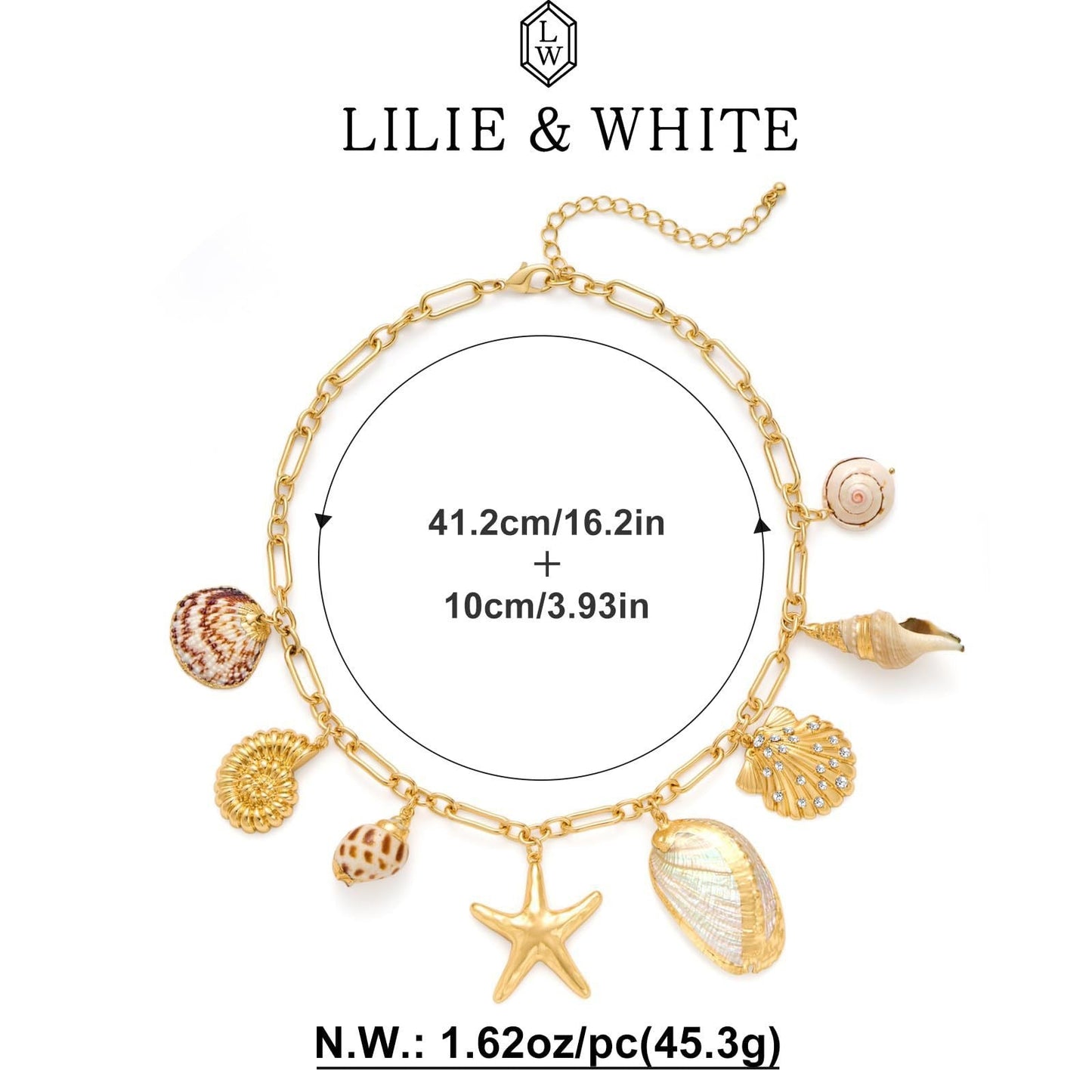 Sea shell conch shell starfish necklace