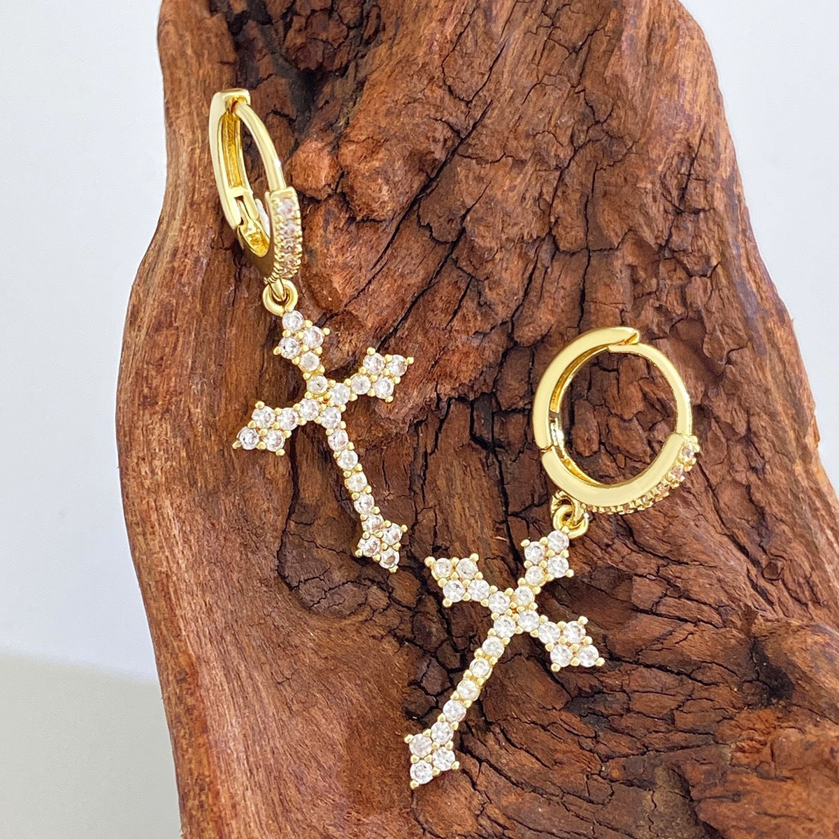 Diamond cross earrings