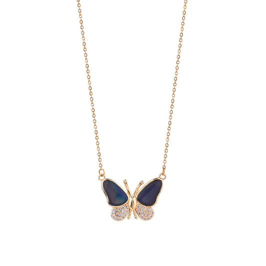 Temperature-changing color butterfly magnetic necklace