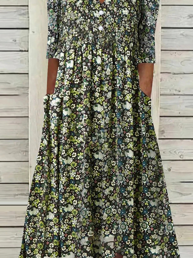 Lässig Kurzarm Gewebe Kleid