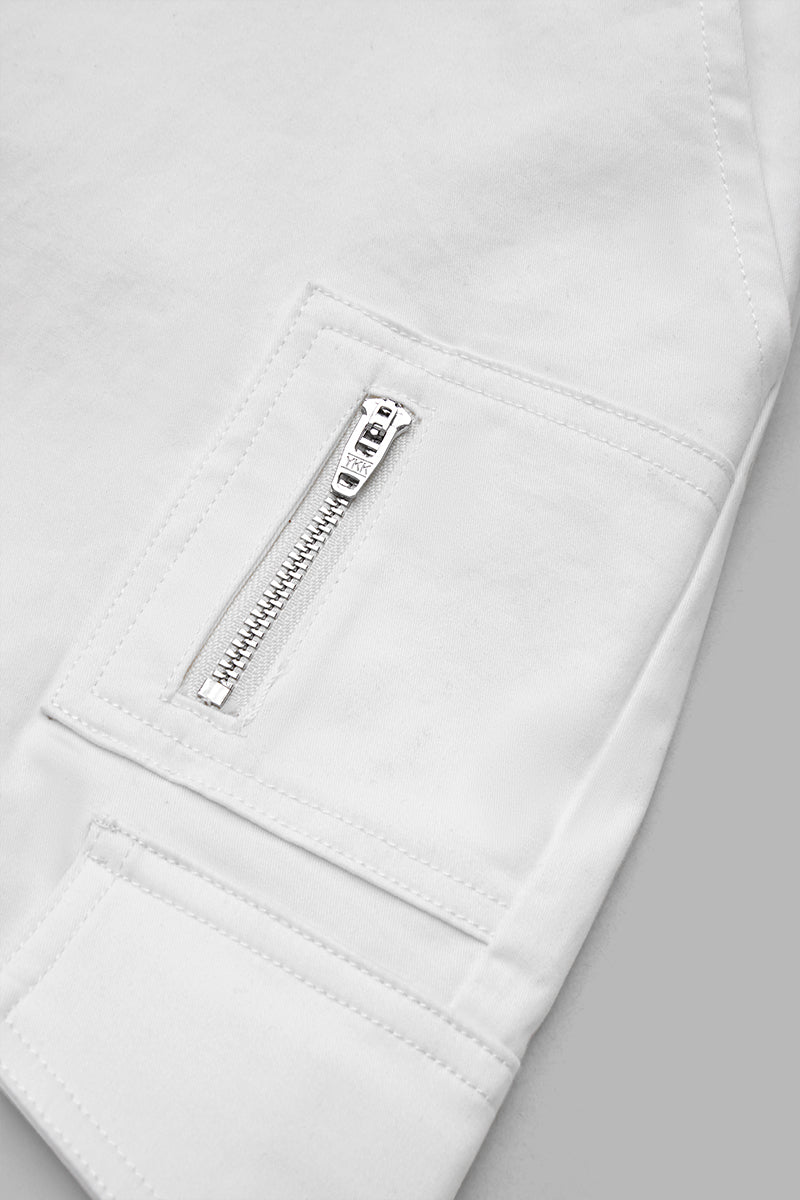 Solid Multi Pocket Mid Rise Bermuda Cargo Shorts