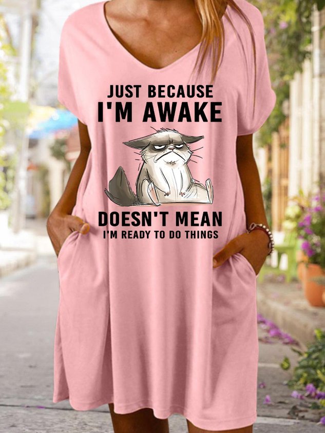 Gerade weil ICH BIN Erwachen Nicht bedeuten I'm lesen zu Tun Dinge Damen V-Ausschnitt Kleid