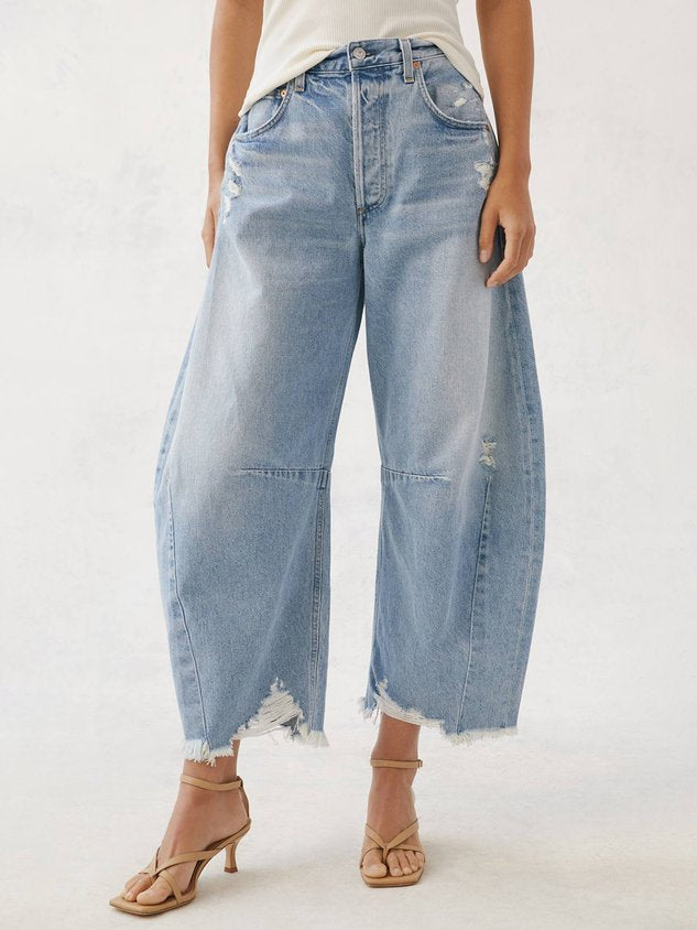 Loose Plain Urban Denim Ankle Jeans