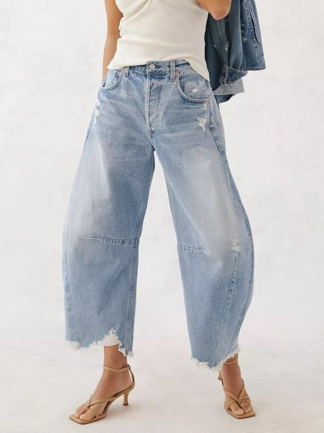 Loose Plain Urban Denim Ankle Jeans