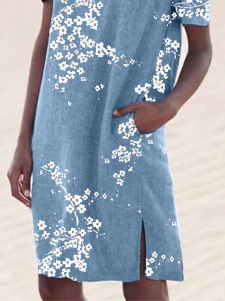 JFN Round Neck Floral Casual Midi Dresses