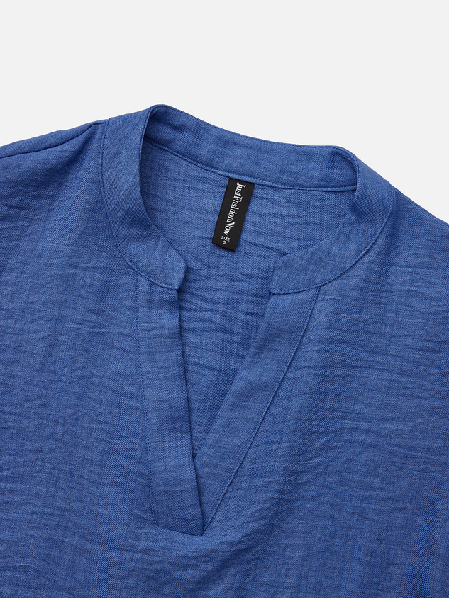 V Neck Buttoned Simple Tunic Tank Top Blouse