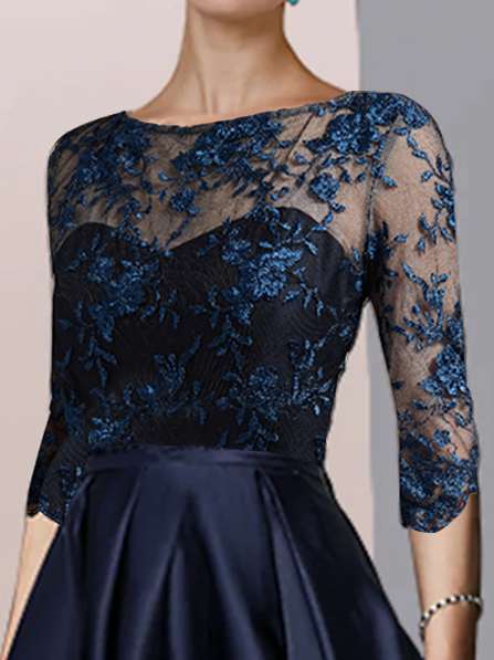 Elegant Lace Plain Boat Neck Dress Wedding Dress