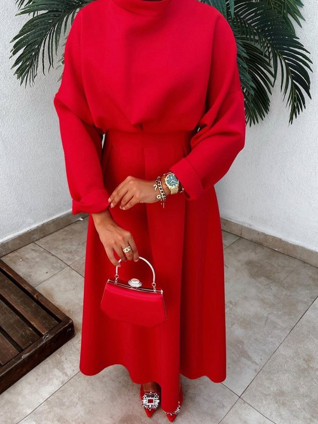 Plain Regular Fit Elegant High Waist Skirt