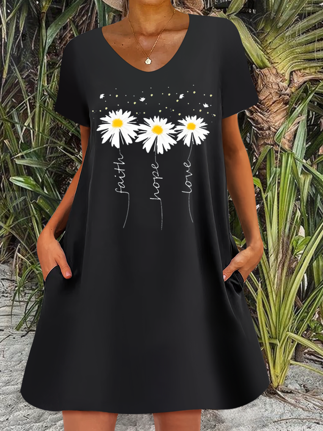 Damen Vertrauen hoffen Weit Gänseblümchen Freizeitkleid
