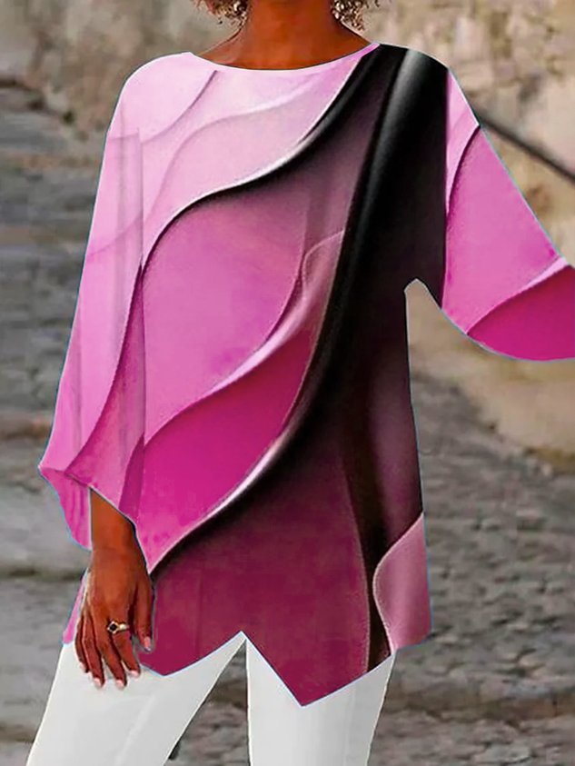 Abstract Printed Casual Tunic Blouse