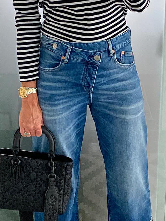 Plain Loose Urban Jeans Denim Straight pants