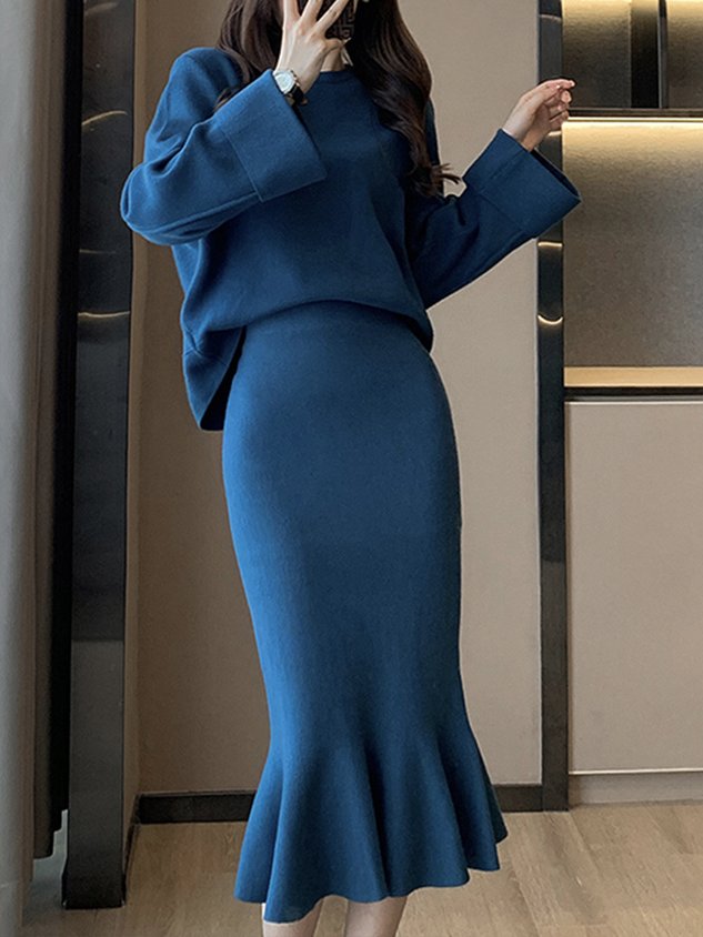 Acrylic Plain Elegant Regular Fit Skirt