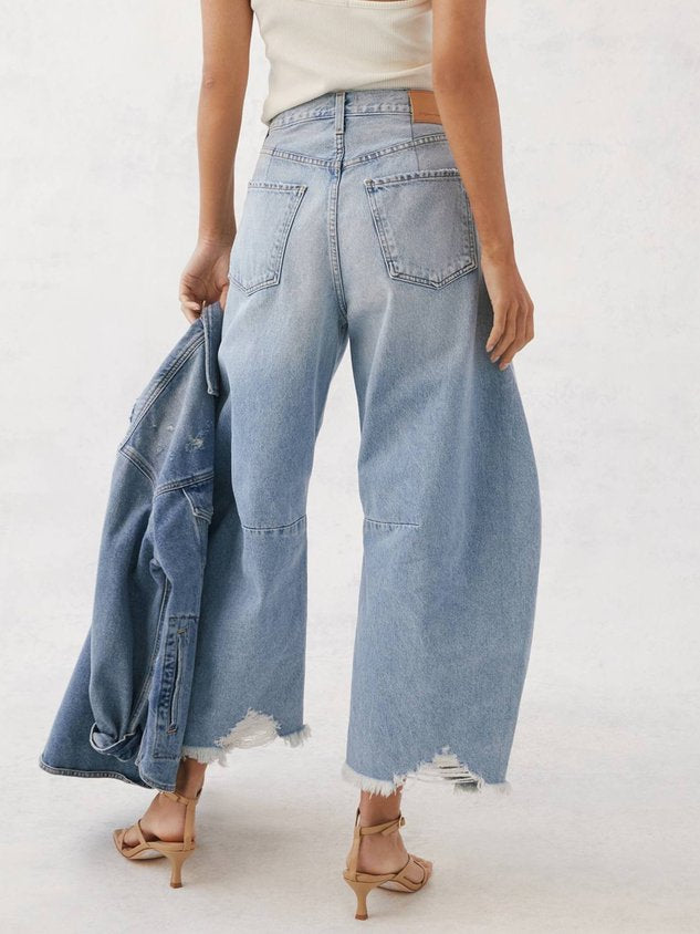 Loose Plain Urban Denim Ankle Jeans