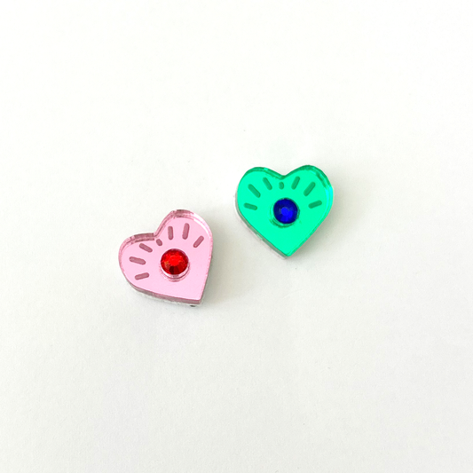 Eye Heart Studs - Mismatched