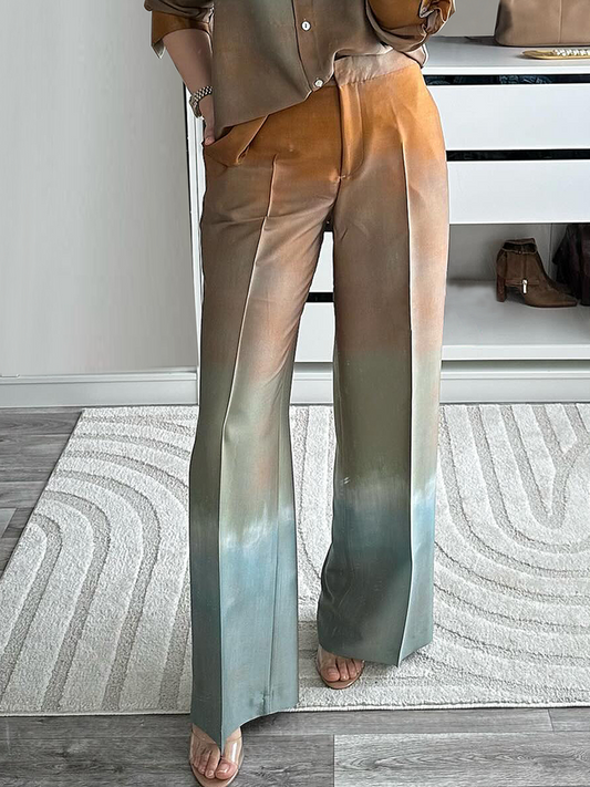 Urban Gradient Pattern Straight Long Pants